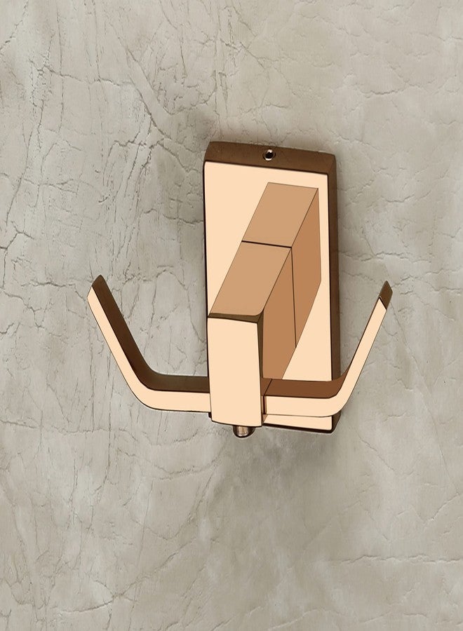 iSTAR Stainless Steel (SS) Unbreakable Double Square Shaped Hook (2 pin) Bathroom Hooks Cloth Hanger Wall Hook Door Robe Hooks for Hanging Key, Clothes (Rose Gold) - Image 1